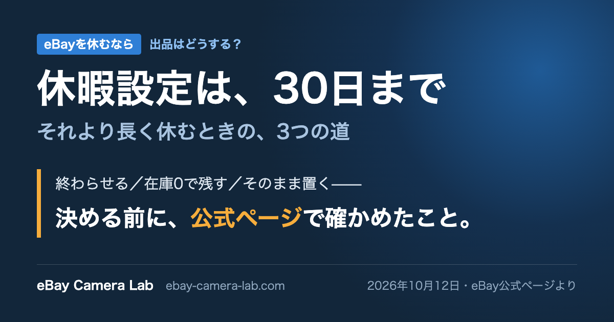 eBayを休むなら 休暇設定は30日まで 表紙